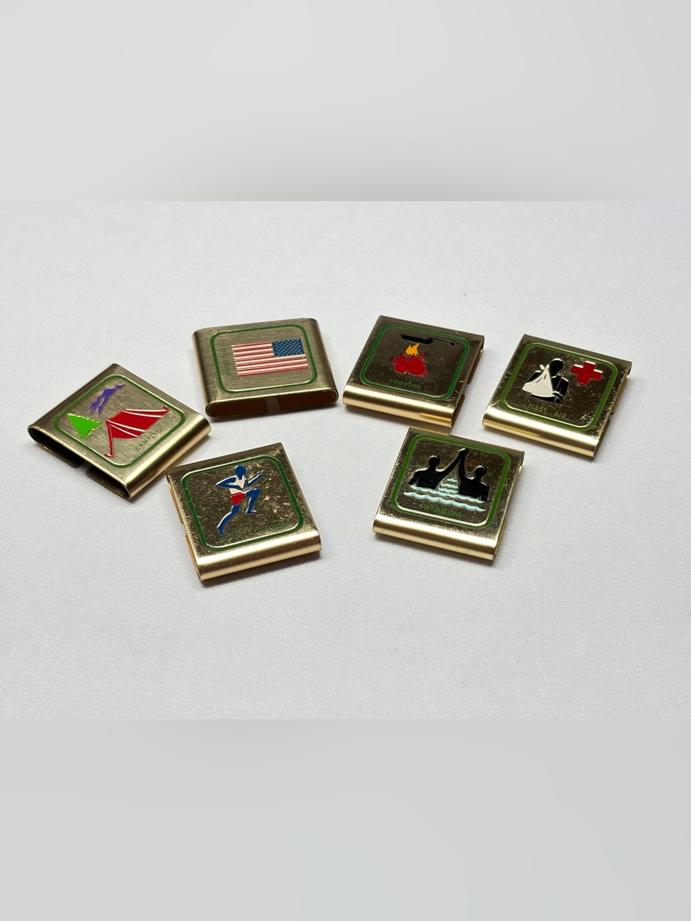 Vintage Boy Scouts Webelos Skill Award Belt Loops Lot 6 1970s 80s Brass Badges